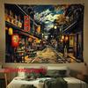 Vintage Japanese Street Scene Tapestry Wall Art Canvas Hanging Decoration for Bedroom Living Room Home Decor Print