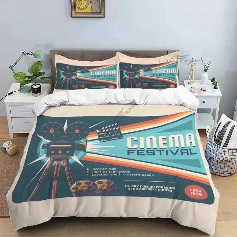 Movie Film Clap Board Patterns Comforter Bedding Set,Duvet Cover Bed Set Quilt Cover Pillowcase,King Queen Size Bedding Set