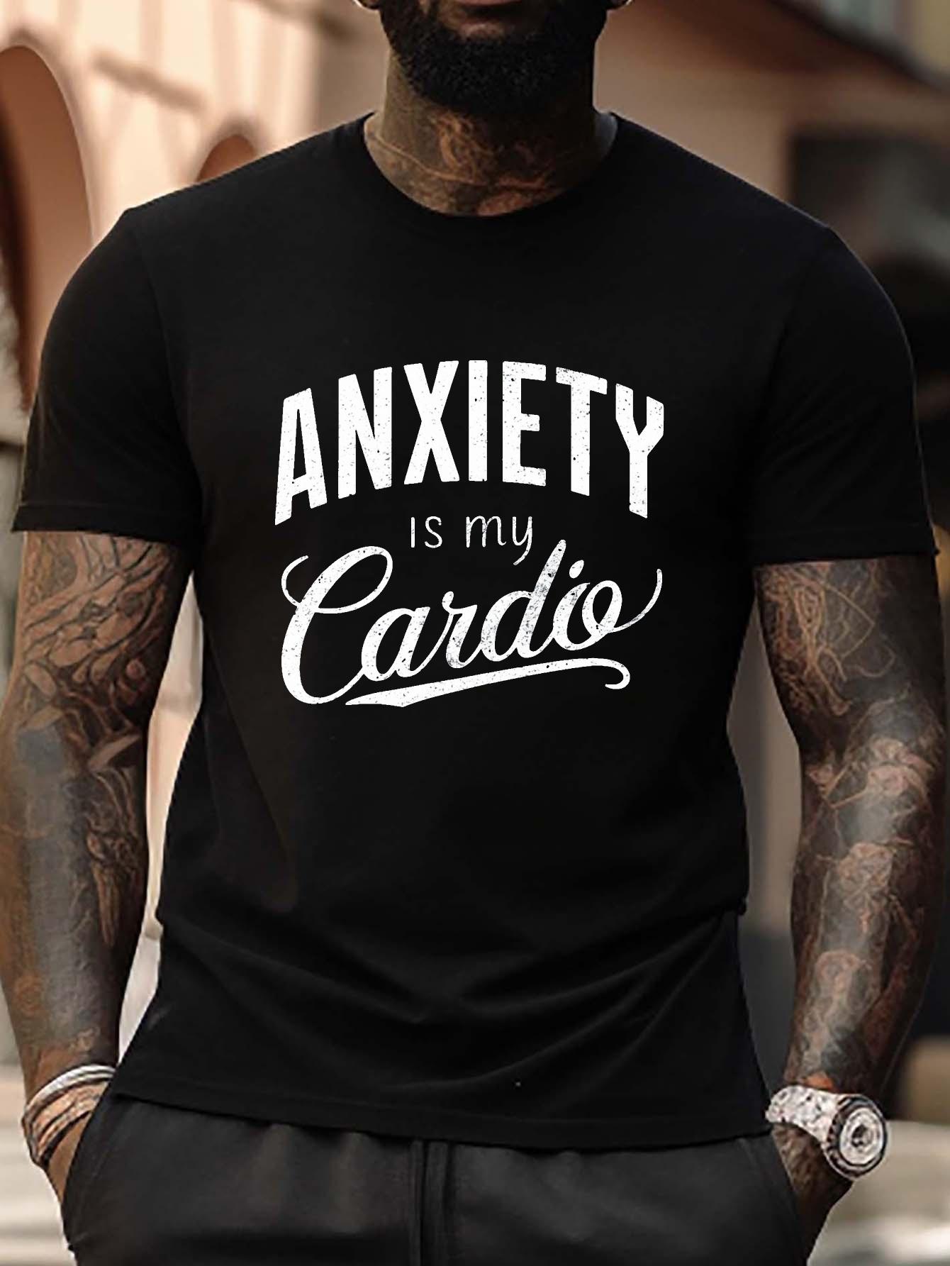 ANXIETY is my Cardio Bold Phrase Plus Size T-shirt - Black with White Text S