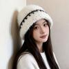 Winter New Xiaoxiangfeng Plush Knitted Hat Women's Versatile Face Small Contrasting Lines Thickened Thermal Hat