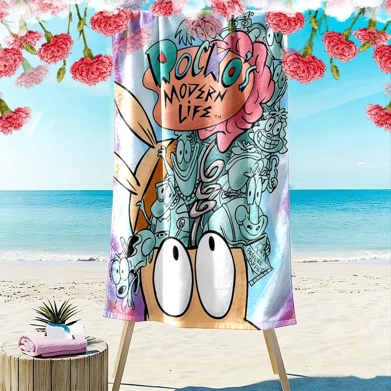 Rocko's Modern Life 2D Flat Print Beach Towel, Large Soft Quick Dry Towel for Beach Camping SwimmingXSTJ0915432