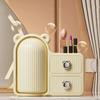 Caixa de armazenamento de cosméticos giratória de plástico 360° montada na parede, grande capacidade, batom, delineador, caixa de suporte, à prova de poeira, economiza espaço