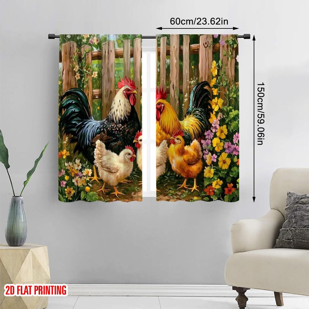 2pcs,2D plane printing Pattern Curtains Garden Gathering Versatile 100% Polyester (without rod) Versatile All Ldeal for Bedroom,