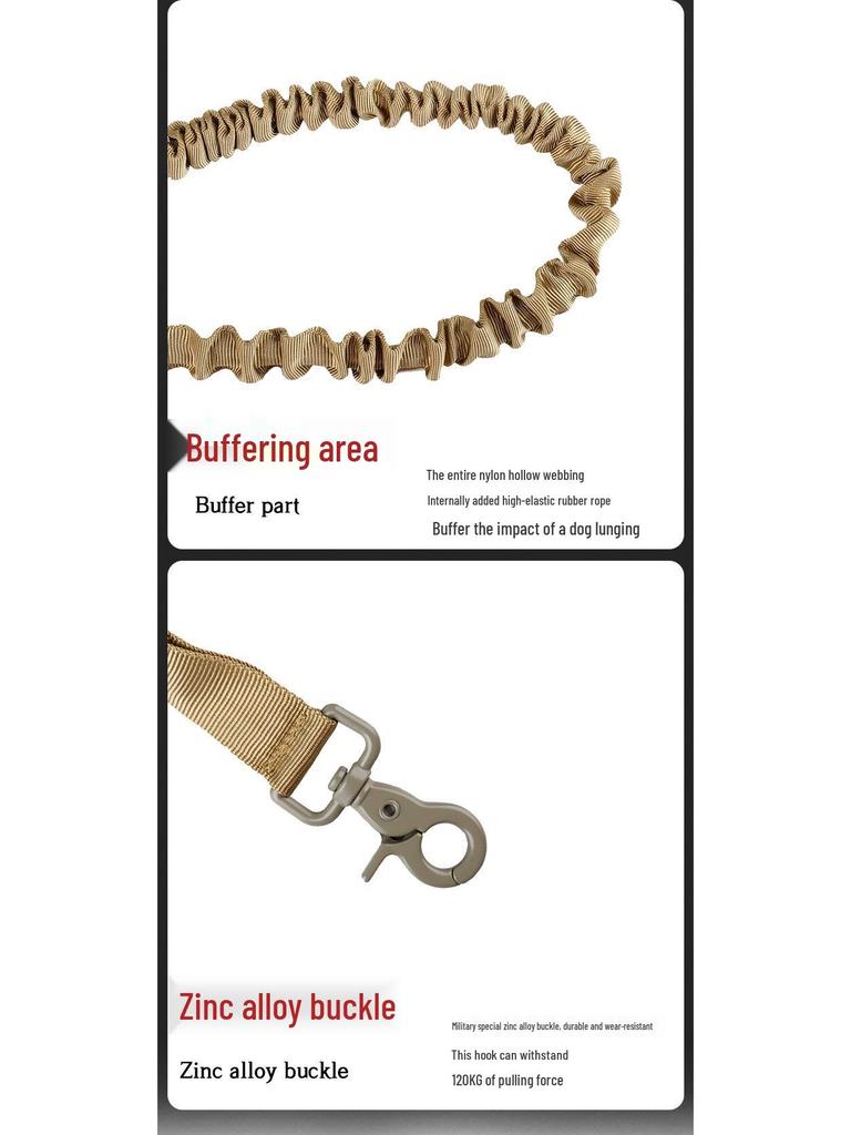 Adjustable Tactical Outdoor Dog Leash and Harness Set for Large Dogs