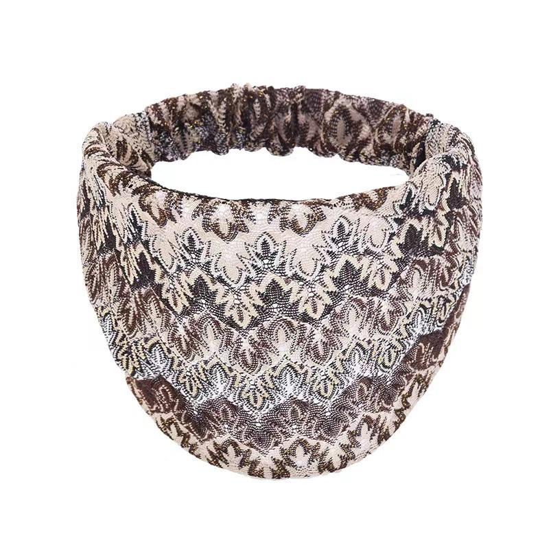 

1 шт. Широкополая дышащая эластичная повязка-чехол для волос, аксессуары для волос, тонкая широкая этническая повязка на голову, женский капюшон, банданы коричневый