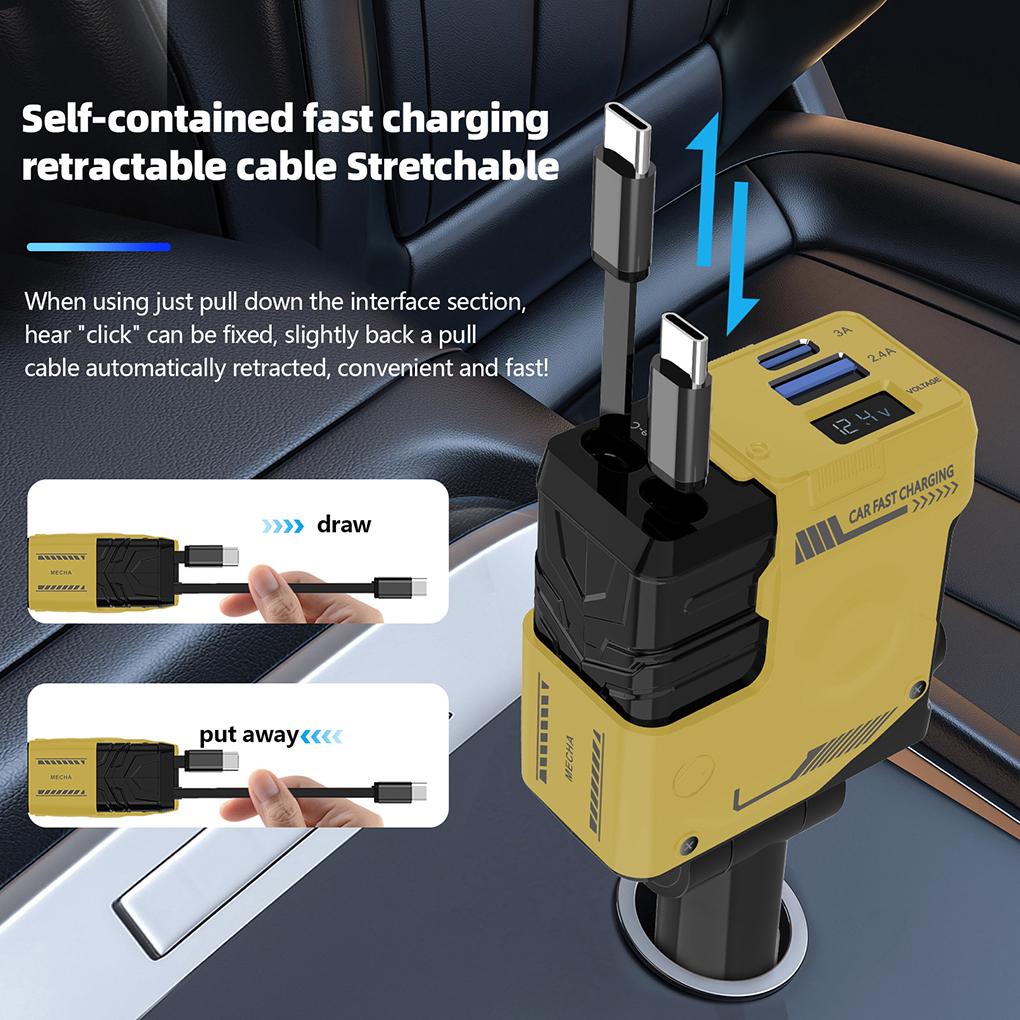 ABS Super Fast Car Charger With Dual Type-C Interfaces And Intelligent Chip Car Charger Adapter