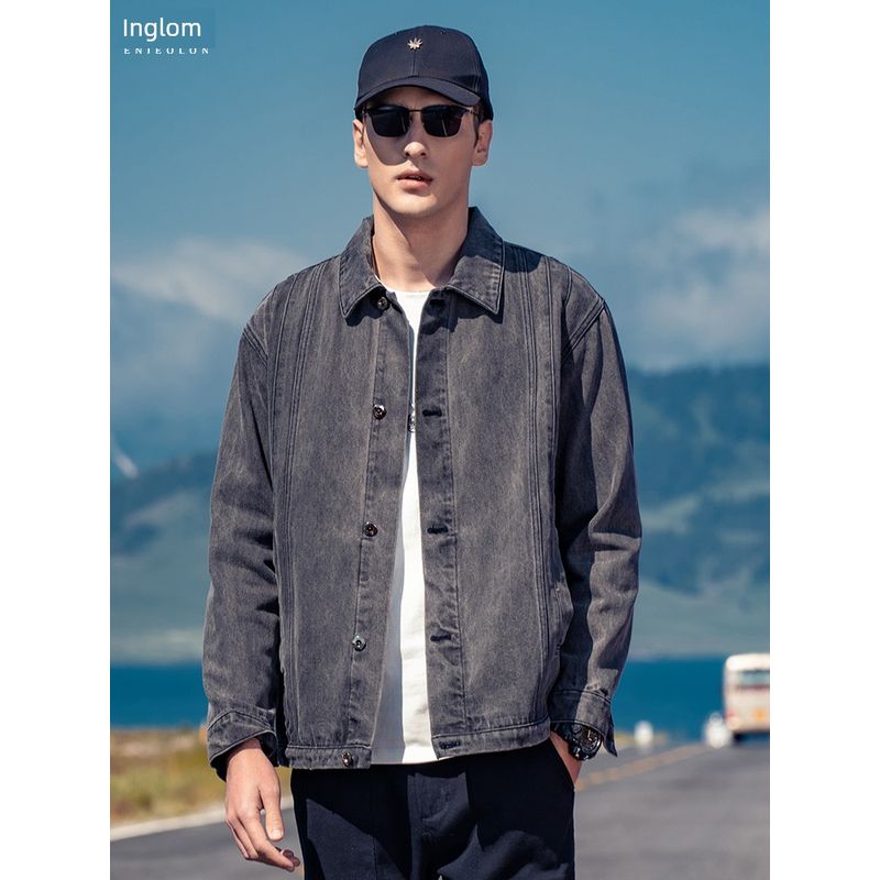 Autumn and Winter American Retro Washed Denim Jacket Men's Trendy Brand Loose Fit Spring and Autumn Turn-Down Collar Shirt-Style Denim Jacket