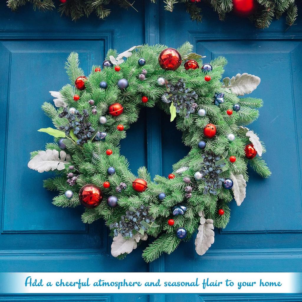 Yunsailing 30 Pcs Artificial Blue Berry Stems Bulk, 9.8 Inch Faux Berry Picks with Green Leaves, Fake Short Branch Fruit Flower for Christmas Tree