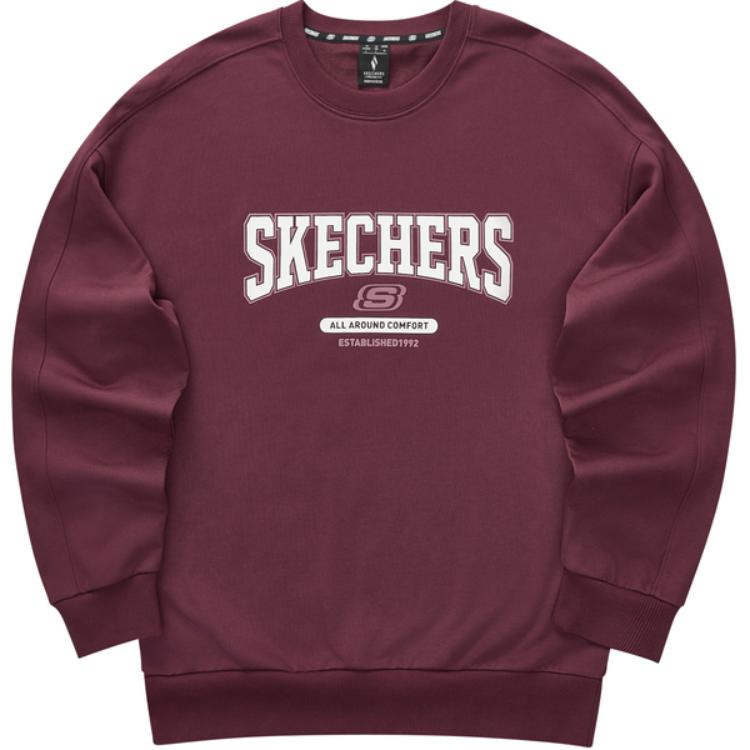 Skechers Sport Lifestyle College Style Letter Vintage American Knit Pullover Round Neck Comfortable Fashion Versatile Sweatshirt L324U100-02C9 XS