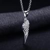 MossanRappr Sparkling Moissanite Iced Out Angel Wing Pendant Gold Plated Trendy Hip Hop Necklace Jewelry Gifts for Men Women