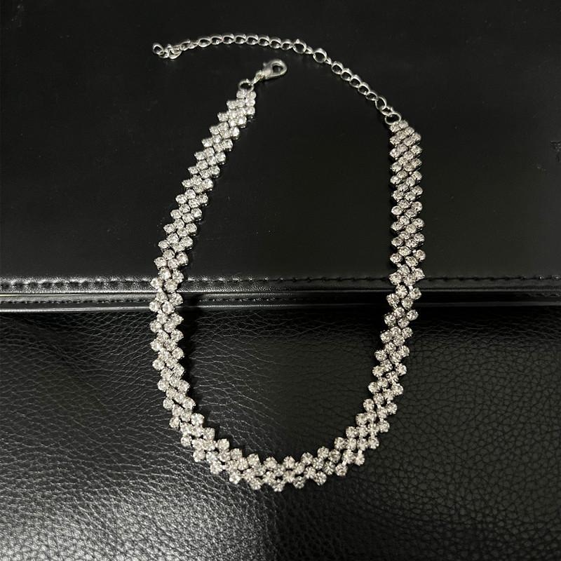 Full Diamond Necklace Diamond Choker Neck Chain Collarbone Chain Fashion Necklace