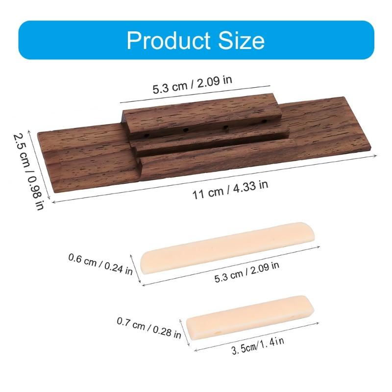 Premium Rosewood Ukulele Saddles Bridge Replacement Set for Enhances Sound Vibration Transmission on 4 String Instrument