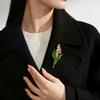 1Pcs Lady 2-color Alloy Pretty Plants Office Party Brooch Pins Elegant Enamel Lily Flowers Brooches For Women Gifts