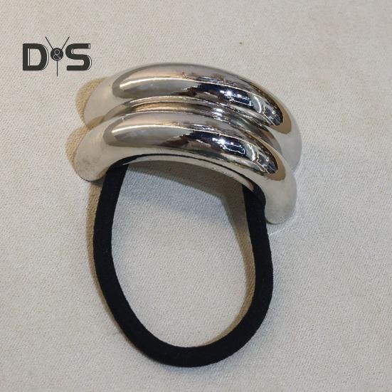 Haargummi aus konkaver Legierung im Vintage-Stil, geometrisches Design, Dekor aus Legierung, elastischer Haarring, Pferdeschwanzhalter, Haar-Accessoires für Frauen