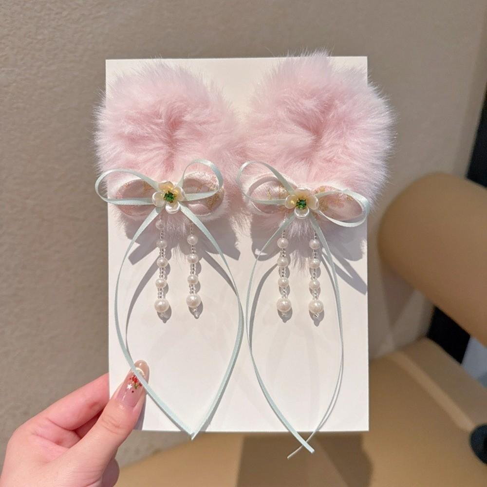 Bow New Year Hair Ties Plush Children's Hair Ropes Cute Chinese Style Hair Accessories Celebration