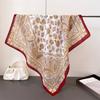 Retro Elegant Herringbone Pattern Cotton Linen Small Square Scarf Silk Imitation Velvet Headscarf Shawl Sunscreen Women