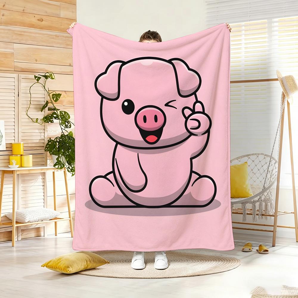 Cartoon Character PPinkS PigS Throw Lightweight G Flannel Blanket Soft Skinfriendly for Summer Cooling