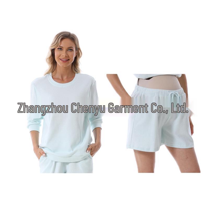 Maternity Fashion Spring/Autumn Two-Piece: Breastfeeding-Friendly Sweatshirt & Wide-Leg Pants Set for 2025