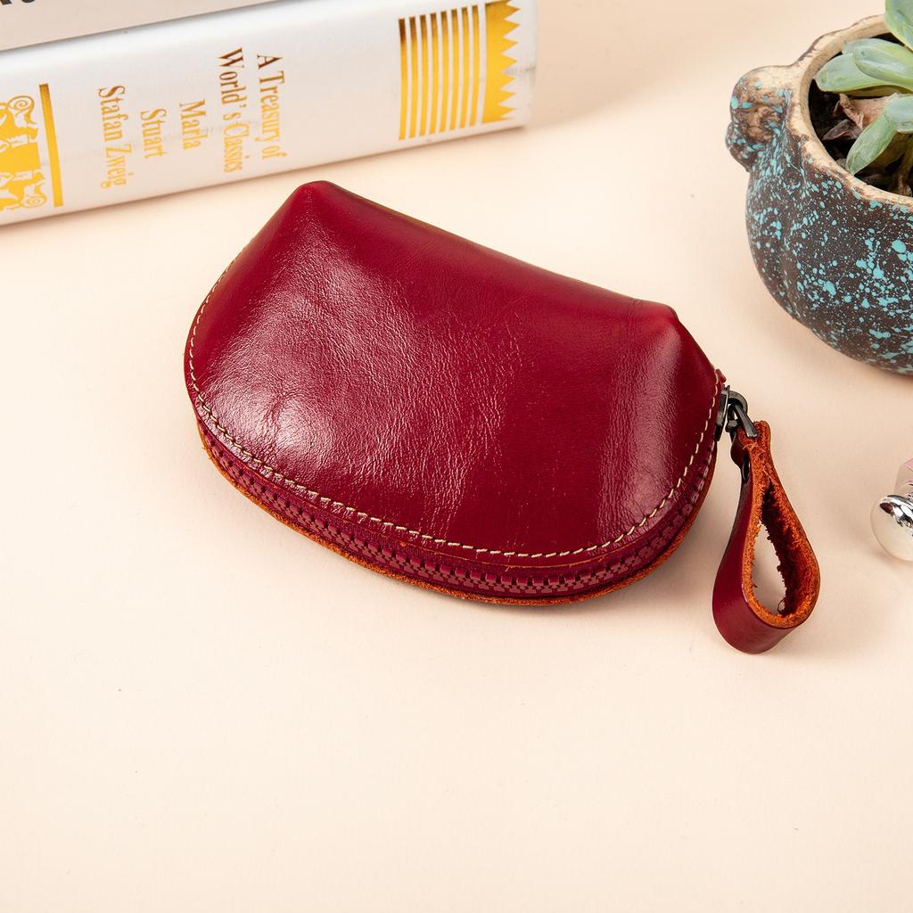 Genuine Leather Coin Purse for Women Mini Wallet Key Lipstick Storage Bag Small Cute Case