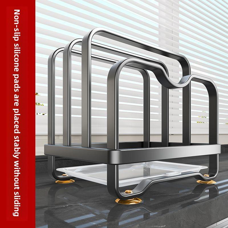 Kitchen Countertop Storage Rack, Multifunctional Cutting Board Holder, Chopping Board Draining Storage, Household Integrated Pot Lid Rack
