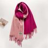 Autumn and winter new solid color cashmere scarf women's high-end sense thickened warm double-sided two-color fringed shawl scarf