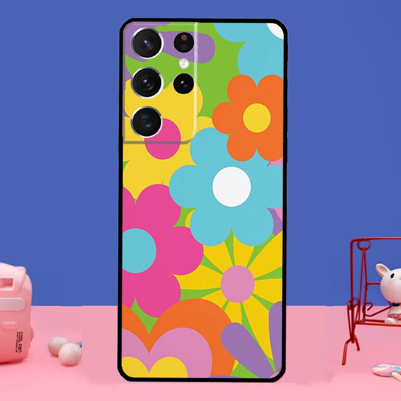 Groovy Blumen Hippie Böhmisch Floral Retro Für Samsung Galaxy S20 FE S21 S22 Ultra Note 20 Ultra S9 S10 Note 10 Plus Hülle Cover