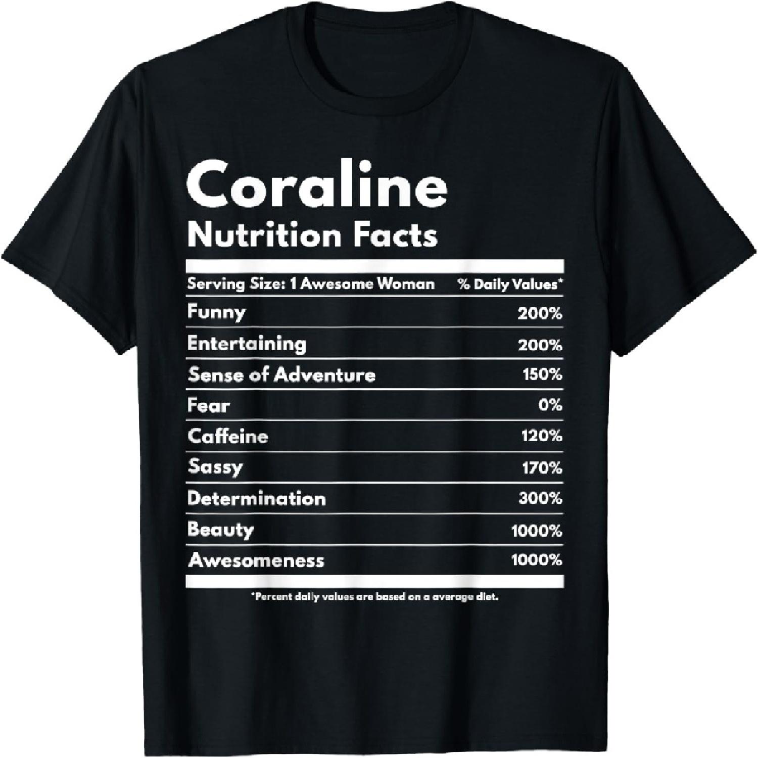 Коралина Пищевая ценность Забавная Персонализированное Имя Коралина Футболка XXXXXL разноцветный