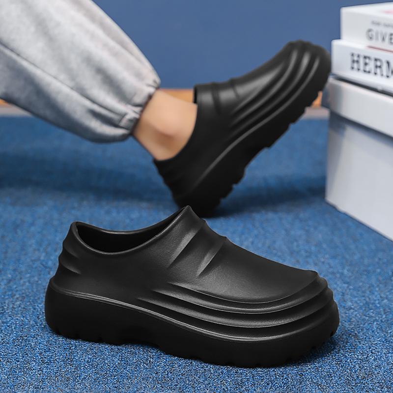 Fashion Summer Men Chef Shoes Oil Proof Kitch Shoes Lazy Slippers Casual Trendy Casual Shoes One Step Fashion Garden Shoes For Beach