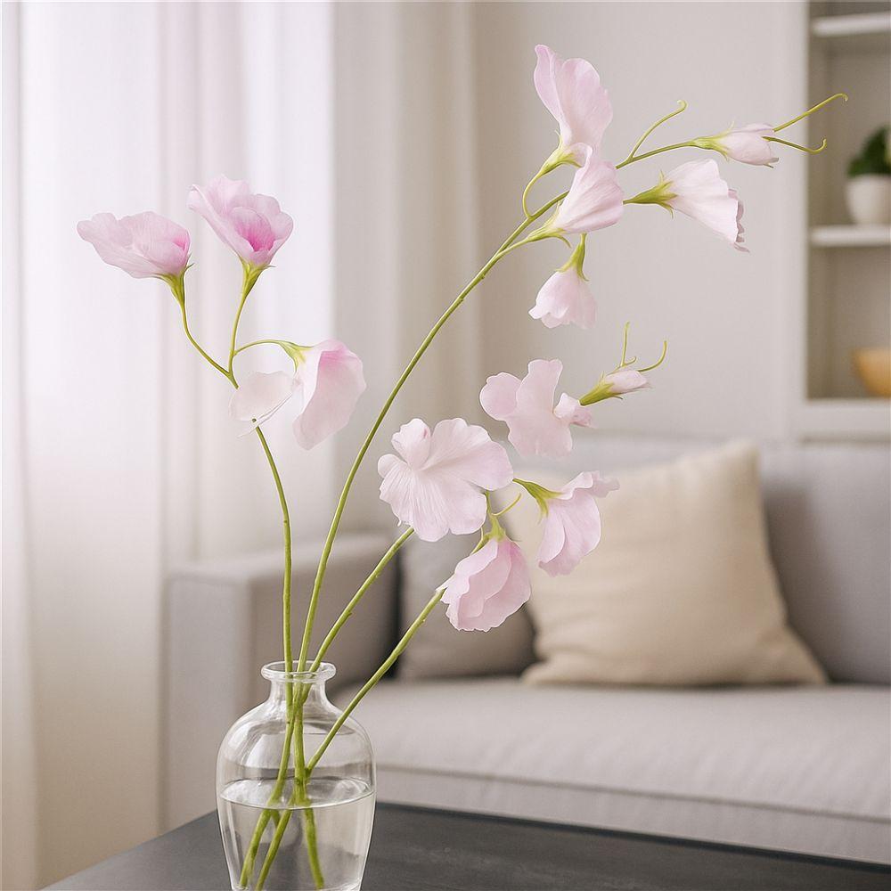 Lifelike Artificial Pea Flower Hydrating Fake Plants Elegant Silk Pea Branch  Living Room