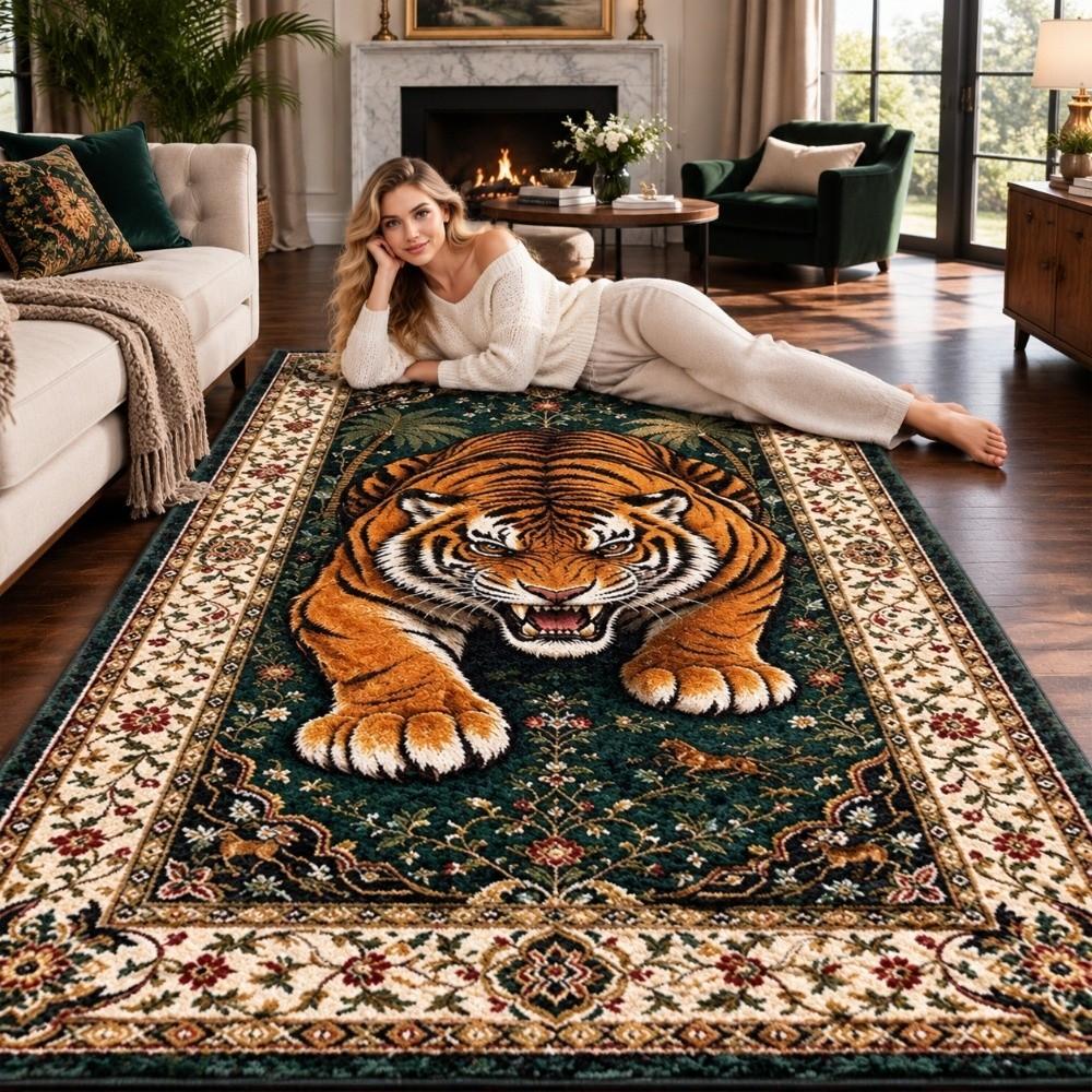 Soft Plush Tiger Floor Mat Wild Animal Print Living Room Mat New Bedroom Door Mat Bedroom Entrance