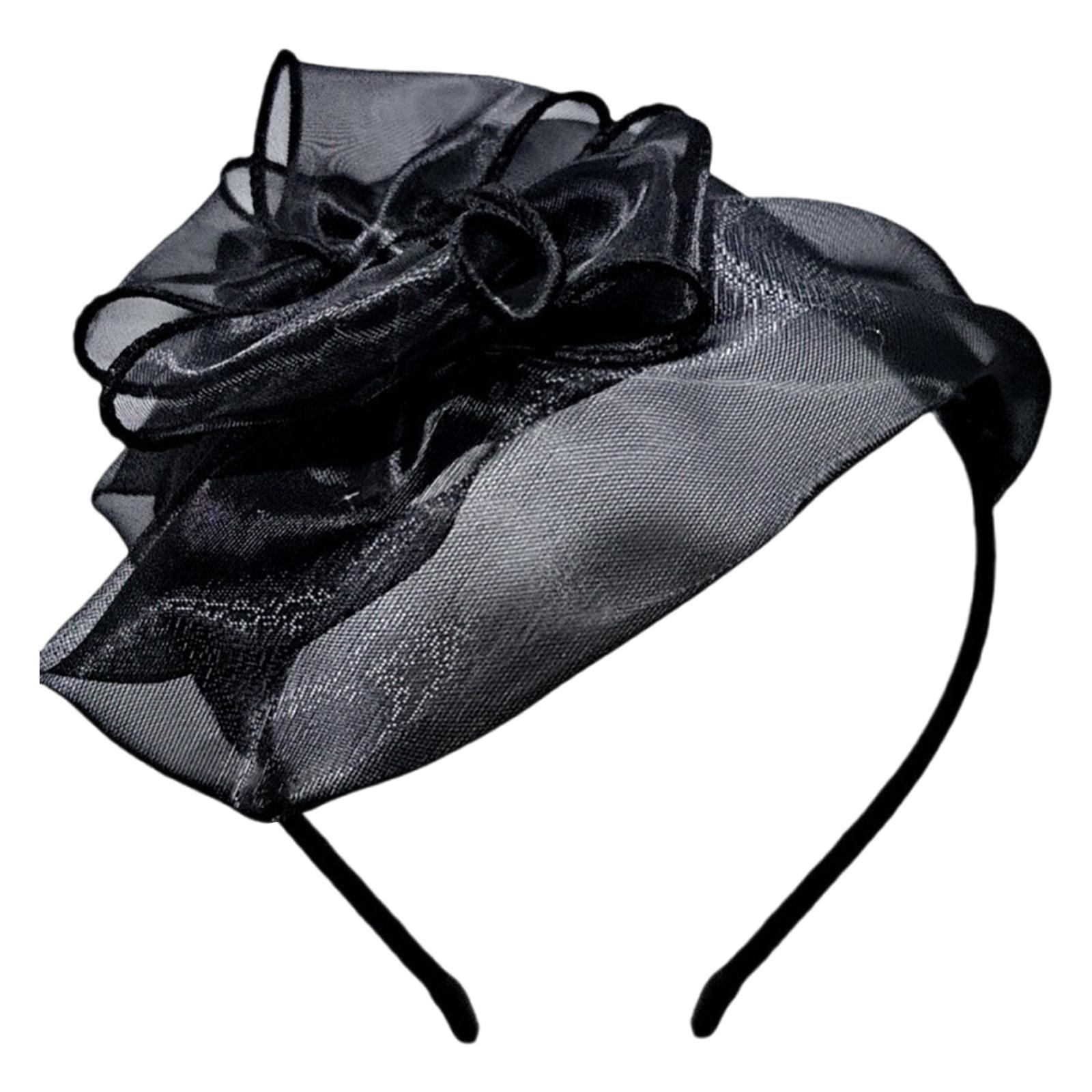 

Fascinator Headband Hat for Women with Flower Hair Accessory Headpiece Hair Decoration Headwear for Party Weddings Event чёрный