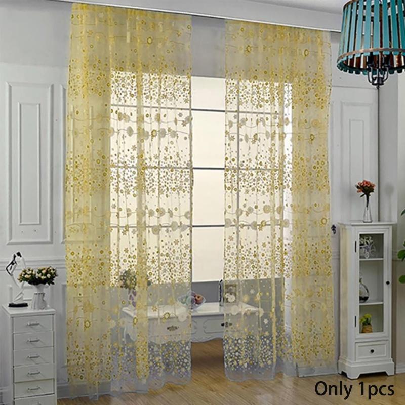 

Тюль Цветочный 10679in Шторы Принт Окно Украшение Дома Многоцветный Тип Карниз 100*200cm жёлтый