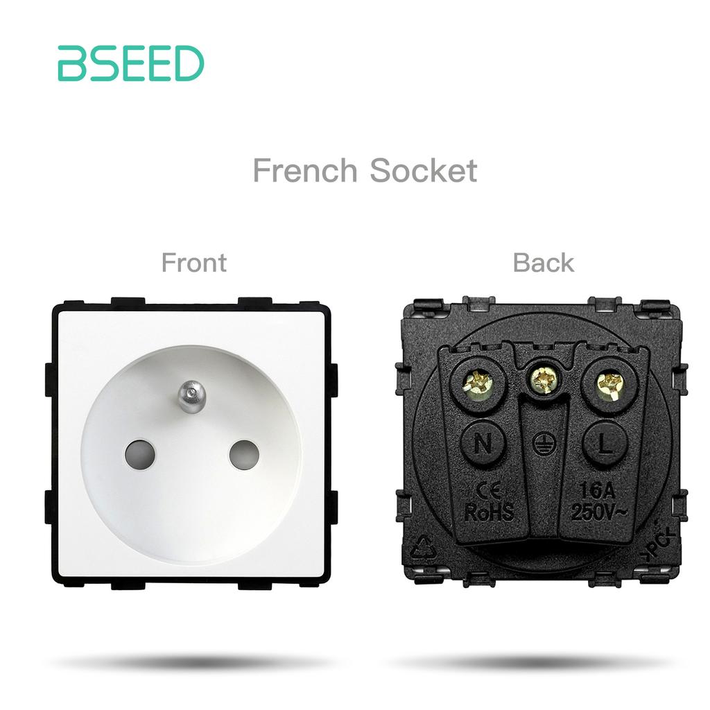 BSEED 1/2/3Gang Touch Switches 1/2/3Way Function Parts Type-c USB Wall French Sockets Crystal Glass Panels DIY Free Combination