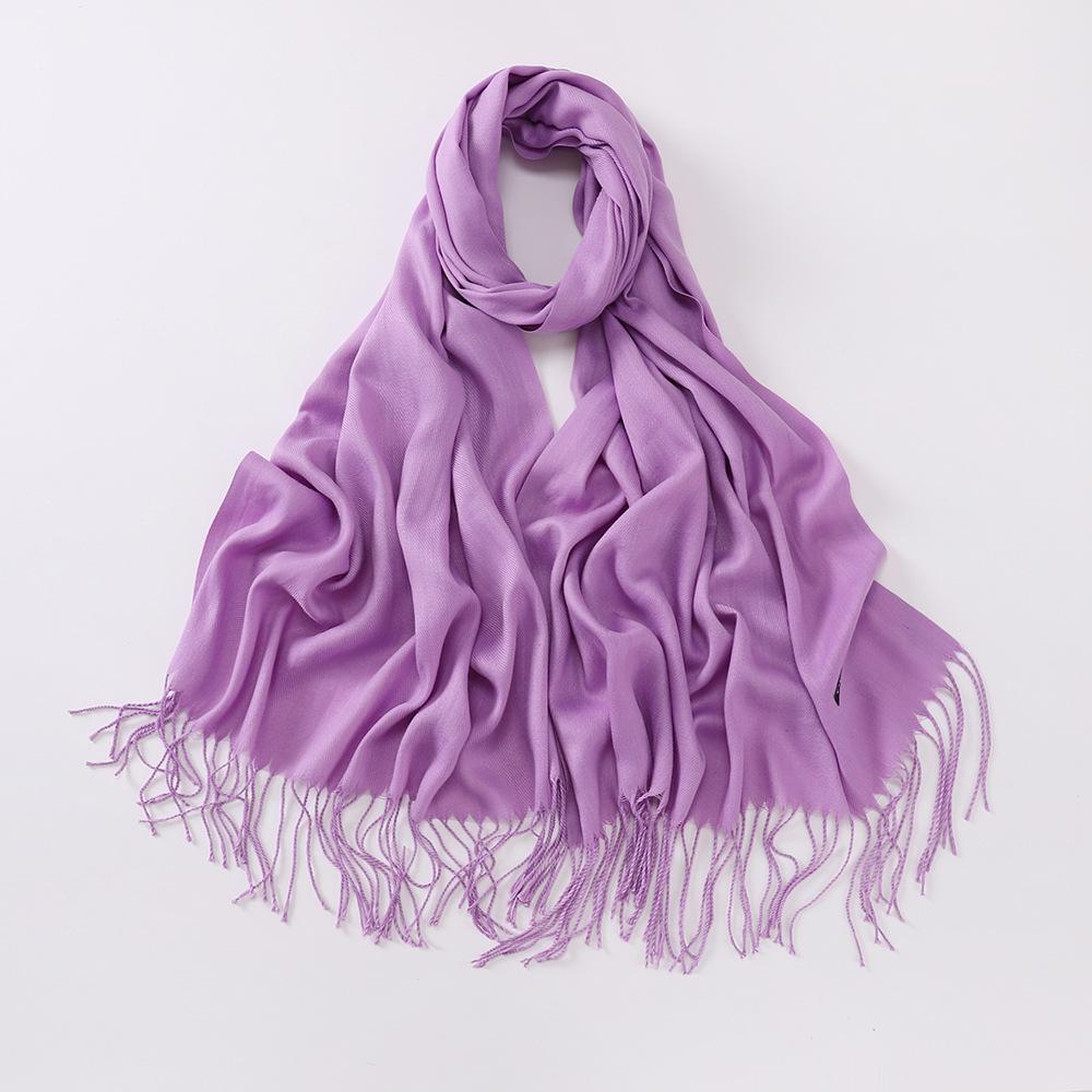 Autumn and Winter Multiple Solid Color Imitation Cashmere Scarves for Women, Single Color Thickened Warm Tassel Shawl Scarf, Scarf in Red