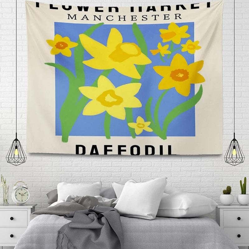 Office Living Room Tapestry Simple Flower Cartoon Hanging Cloth Home Wall Decoration Tapestry