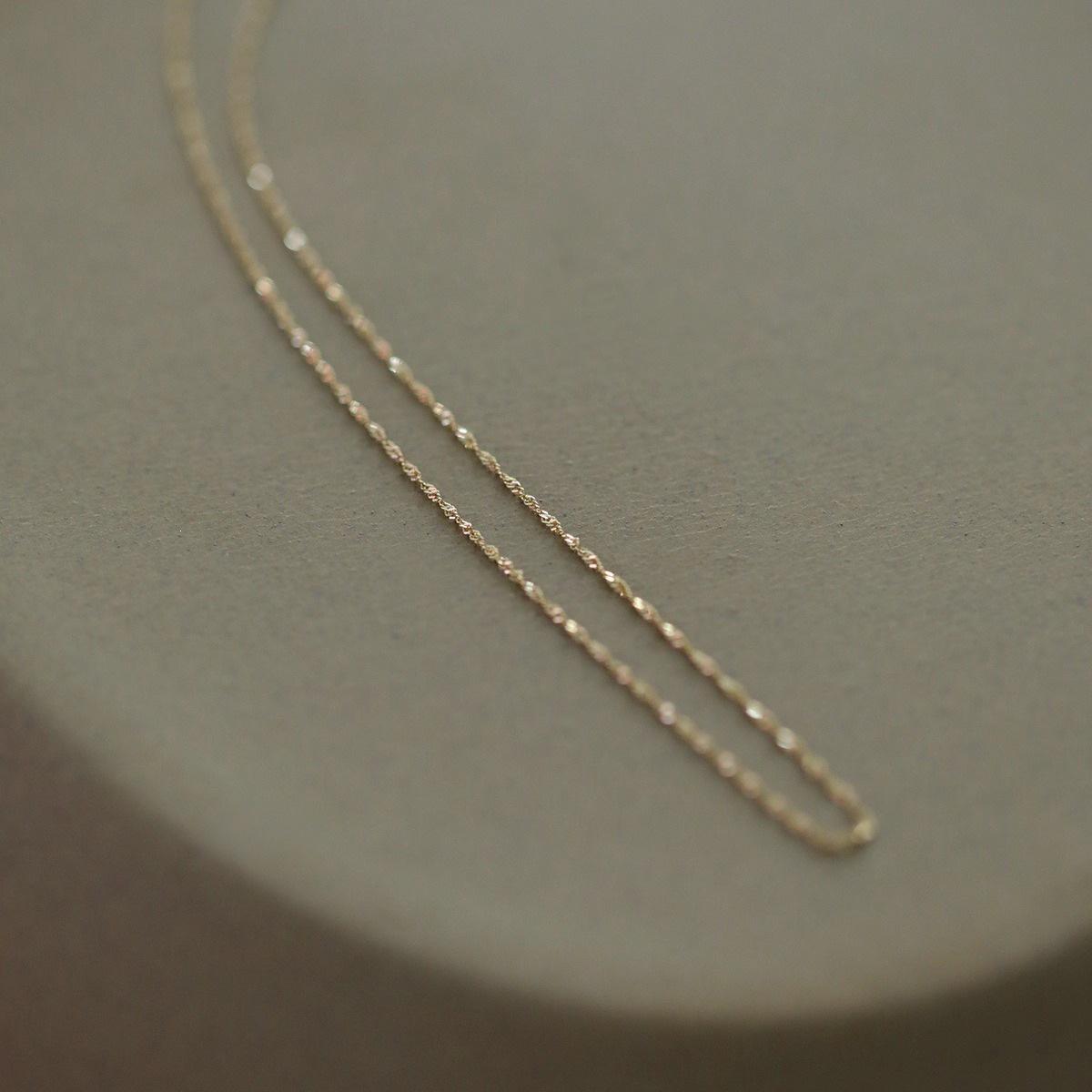 14K Gold-Plated Sterling Silver Twisted Water Wave Adjustable Chain Necklace Sterling Silver 925