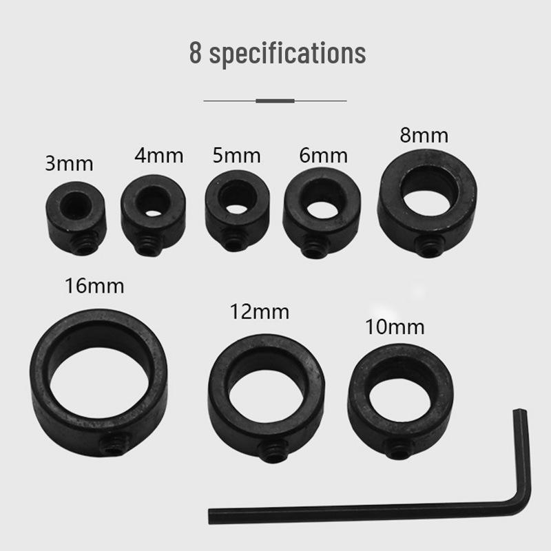 3-16mm Depth Stop Drill Bit Clamp with Wrench for Wood Tenon Positioning