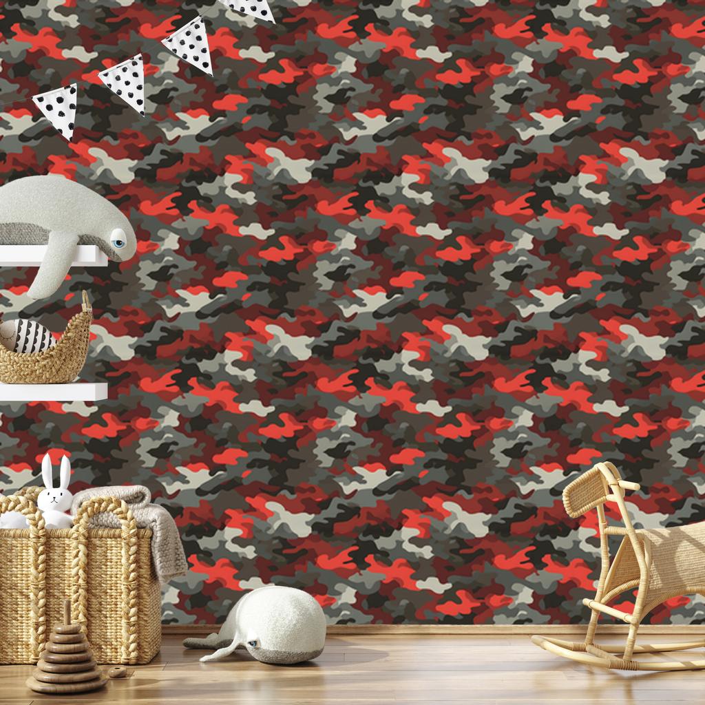 Brown and red military camouflage wallpaper for living room and bedroom 50x1000