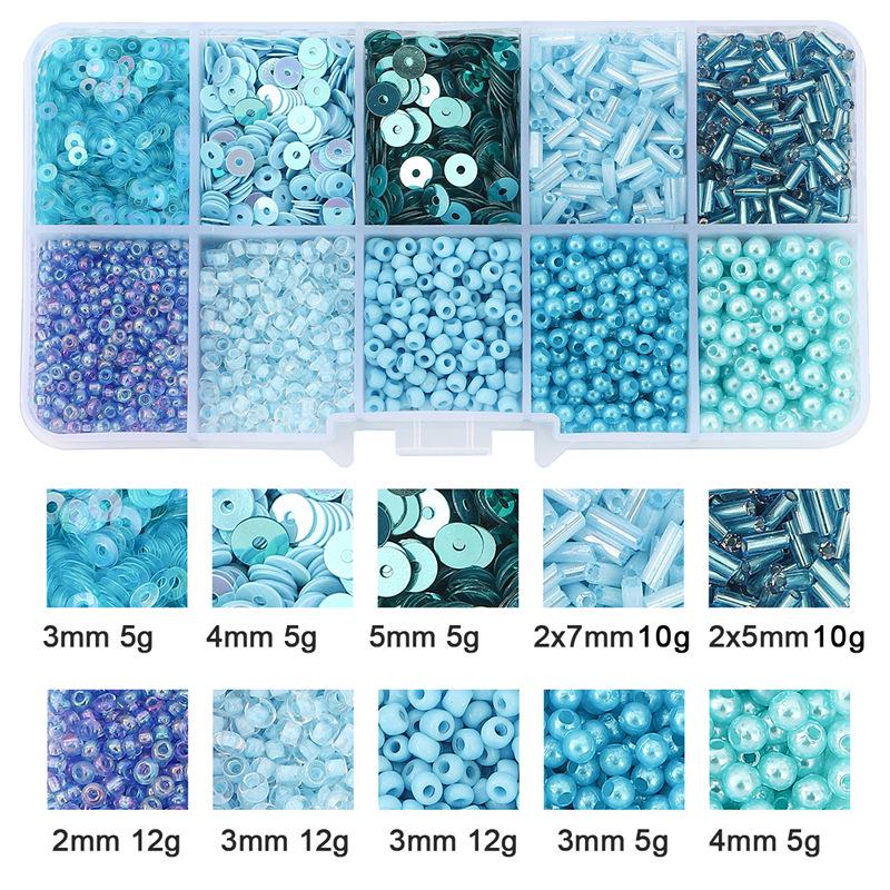 8/10/12/15 Grid Box: Seed Beads, Sequins, Imitation Pearls for DIY Necklaces & Phone Chains