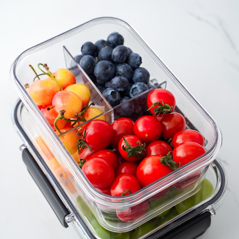 Food-Grade Sealed Fruit Storage Box with Divider for Refrigerator