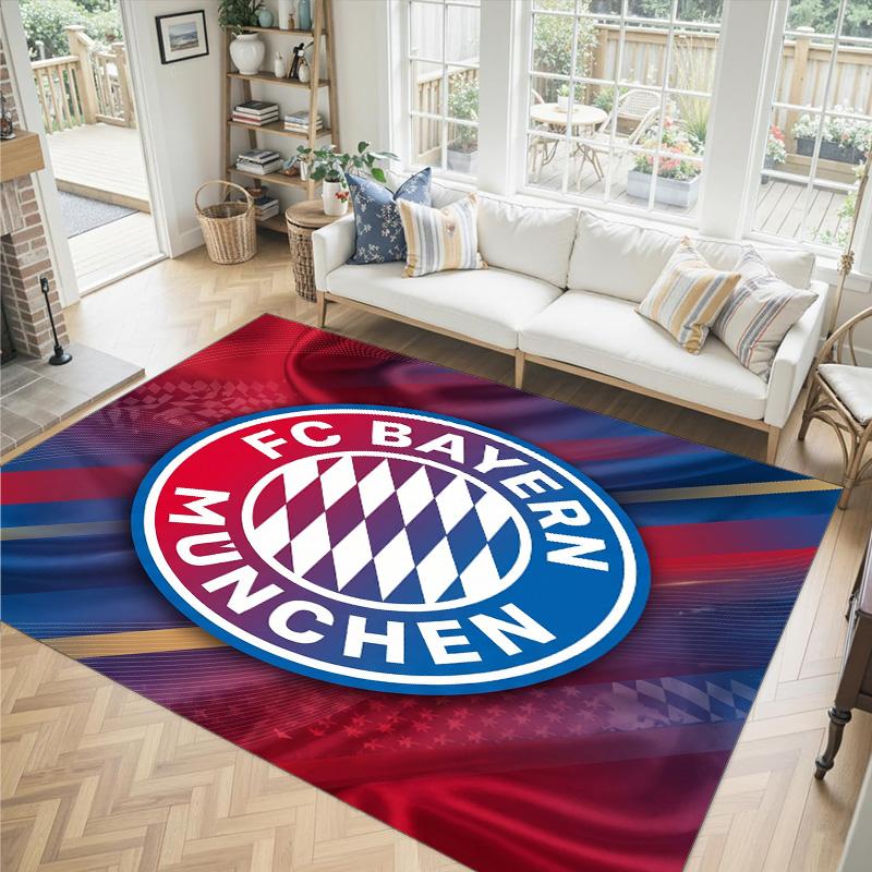 FC Bayern Design Kristall Samt Teppich Gemütlich Nicht?Rutschfester Teppich mit Aufdruck für Schlafzimmer Wohnzimmer Eingang