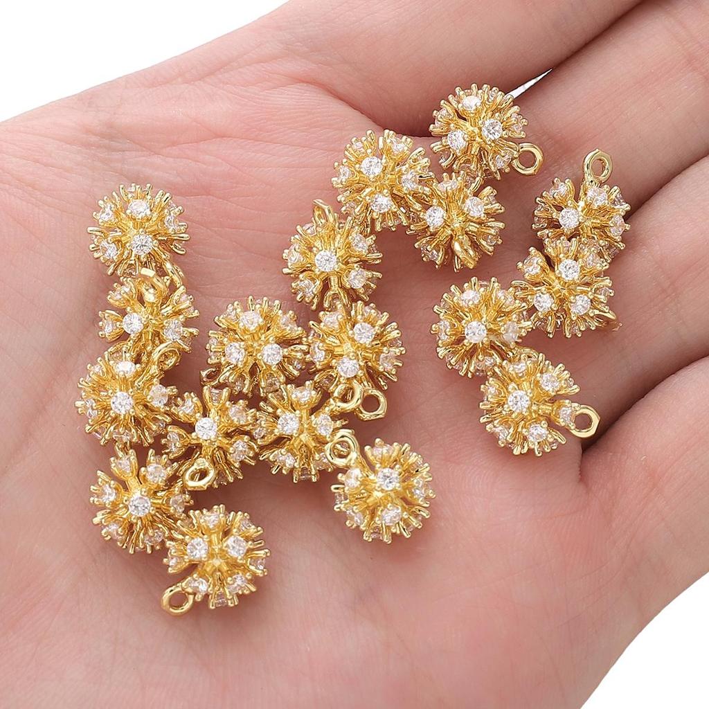 Copper Inlaid Zircon Dandelion Pendant For DIY Jewelry Making Craft Accessories