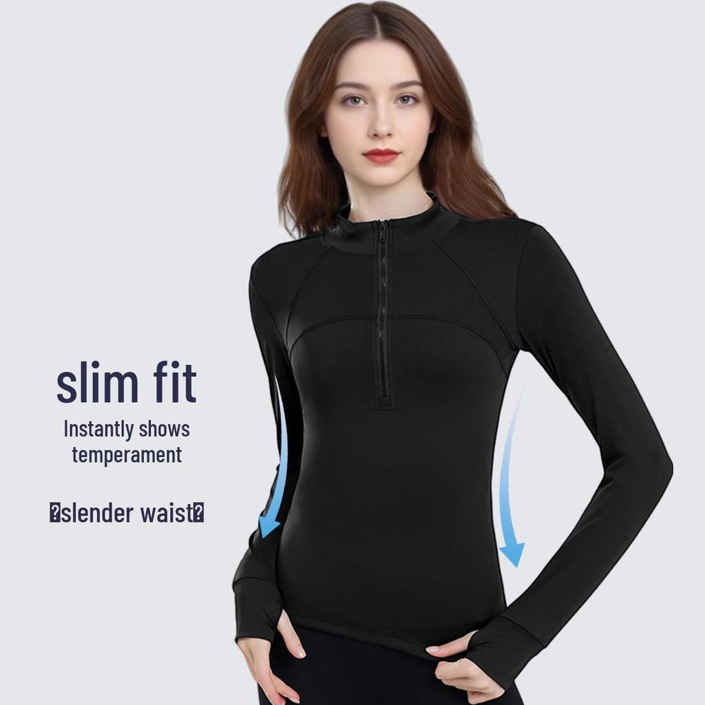 Quick-Dry Slim-Fit Stand-Up Collar Sports Jacket for Running & Yoga