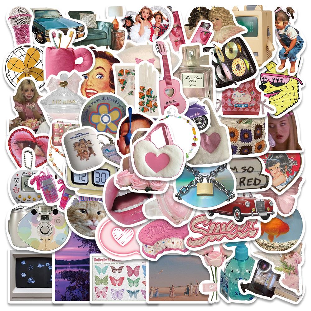 Y2K Style Kawaii Retro Graffiti Stickers for Laptop, Suitcase, and Phone.