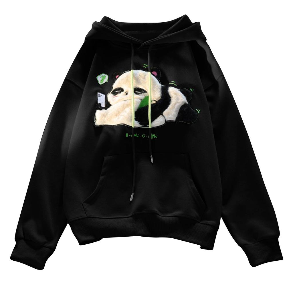 Ladies Fashion Casual Long Sleeve Round Neck Hoodie Pullover Top With  Pockets