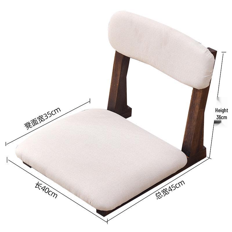 Solid Wood Bay Window Sofa Chair with Backrest - Comfortable for Long Sitting, Perfect for Balcony or Tatami.