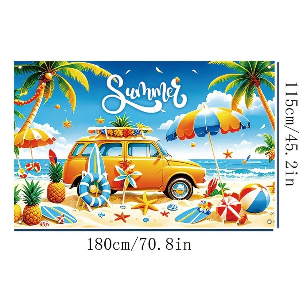 Flower Parasol Ball Design Summer Beach Backdrop Tropical Theme Seaside Backdrop  Summer Event