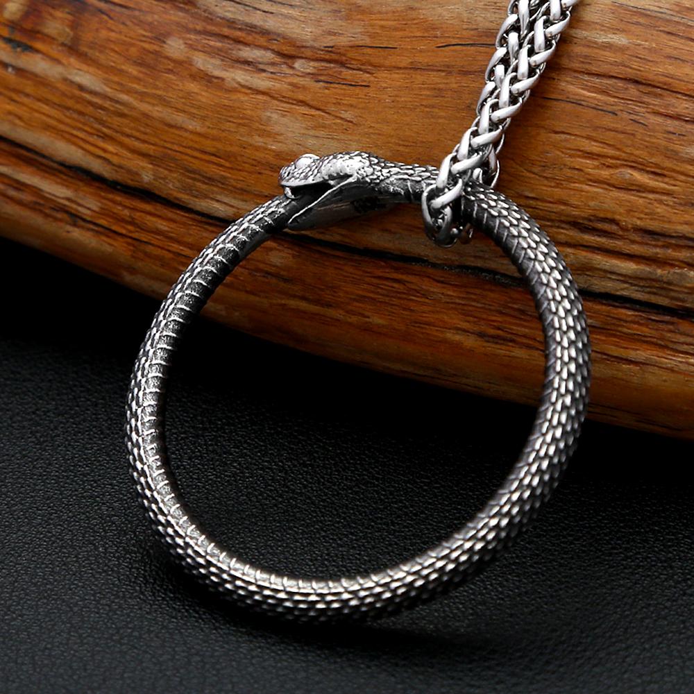 Colier Simplu Vintage Ouroboros Punk Hip Hop Oțel Inoxidabil Pandantiv Șarpe Pentru Bărbați Femei Bijuterii Cadouri Dropshipping