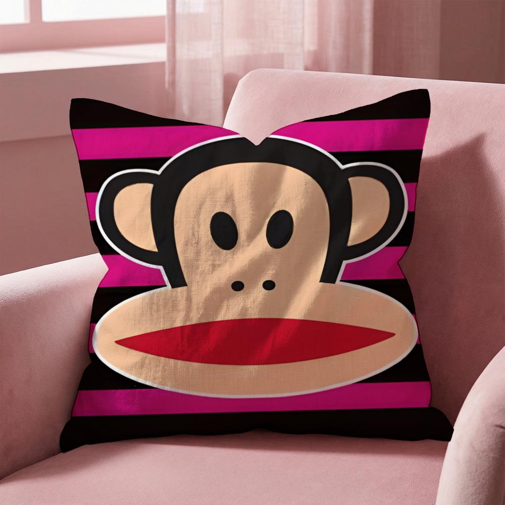 Cartoon P-Paul Frank Monkey Cushion Cover Multi-Scene Pillow Cover for Home & Car - Reversible, Soft & Durable for Daily Use