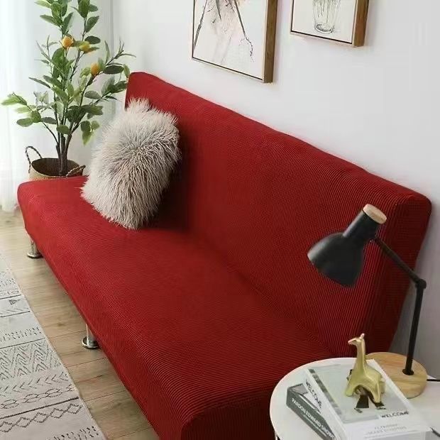 Jacquard-Sofa-Bettbezug, hochwertiger Polarfleece-Stoff, armloser Sofa-Bettbezug ohne Armlehne für Wohnzimmer, Stretch-Faltsofa